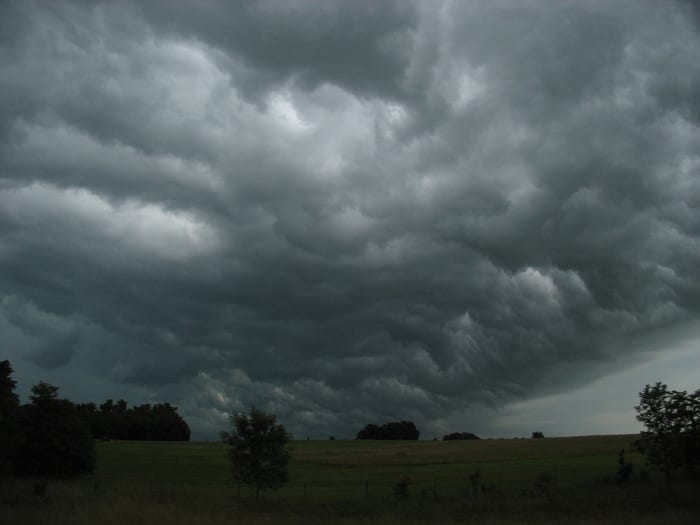 Cumulonimbus clouds over Wyandotte County, Kansas. These clouds often produce powerful storm.