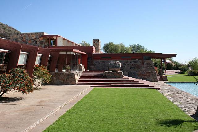 Taliesin West, by Frank Lloyd Wright. Note the way the building seems to rise from the ground naturally.