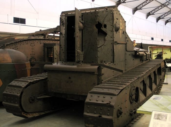 WW1: Back of Medium Mark A Whippet tank (A347 Firefly), The Royal Museum of the Army, Brussels.