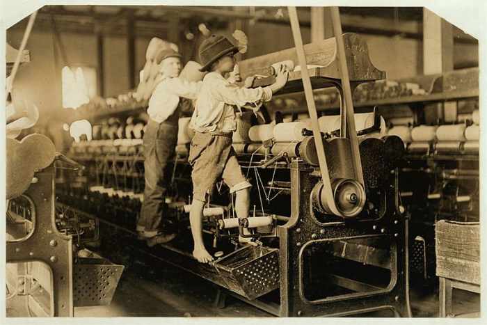 Children at work in a mill in Georgia. Child labor, often with long hours and harsh conditions, was unfortunately common during the early part of the industrial revolution.