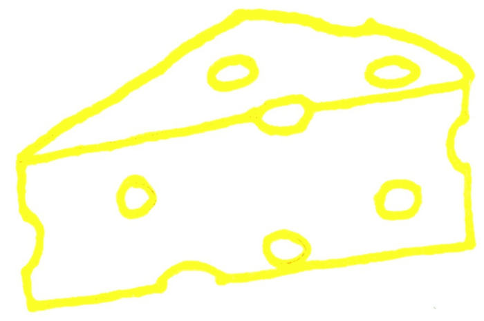 Is your brain Swiss cheese? My sketch shows the "holey-ness" of the cheese. Lay some cheese to the brain.