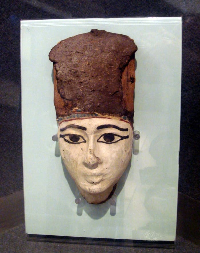 Ancient Egyptian eye make-up was often very thick and pronounced like on this mask that is displayed at the Egyptian Museum in Milan.