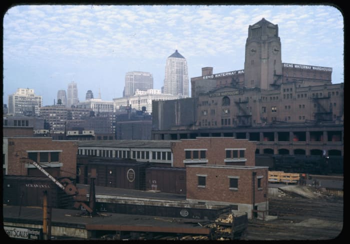 View of the Pennsylvania Railroad Freight Terminal on November 8, 1942.