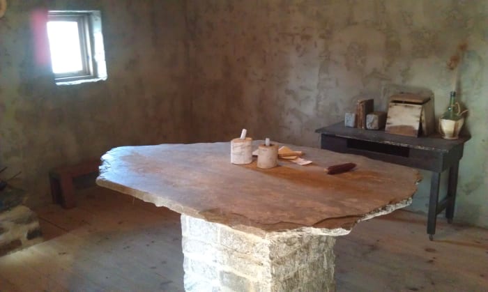 Interior reproduction of the interior of the Barbi College where the Waldensians studied to memorize the Bible.