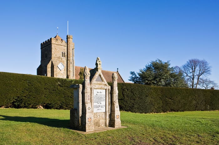 Battle Abbey was built on the site of the battle by the Normans. In the foreground is a plaque dedicated to Harold, which incidentally was erected on the site where he supposedly fell.