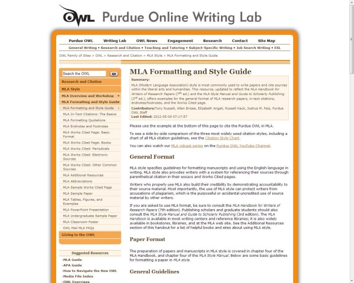 Websites like Purdue Online Writing Lab can help with formatting and citations.