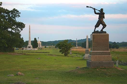 This is a monument known as the 'High Water Mark' which commemorates the actions of the 72nd Pennsylvania volunteer infantry at Cemetery Ridge.