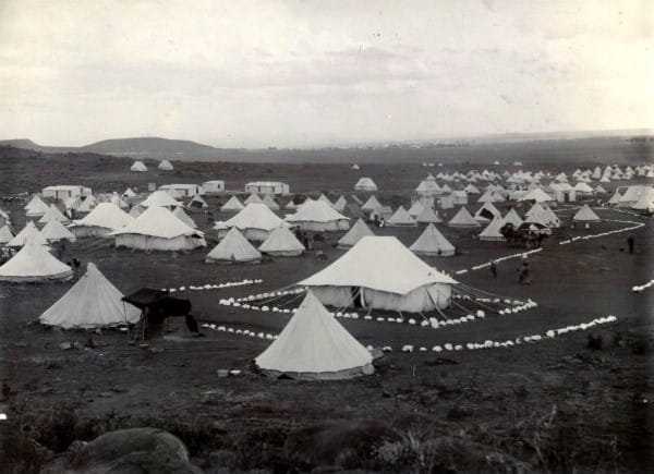 A photograph showing the tents at Bloemfontein concentration camps.