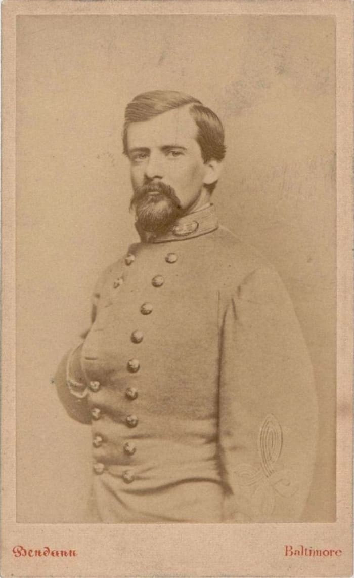 Carte-de-Visite of a half portrait of Brigadier General John Pegram in uniform between 1861 and 1865.