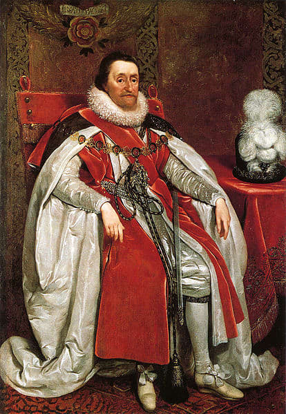 Král Jakub I. namalovaný Danielem Mytensem 1621
