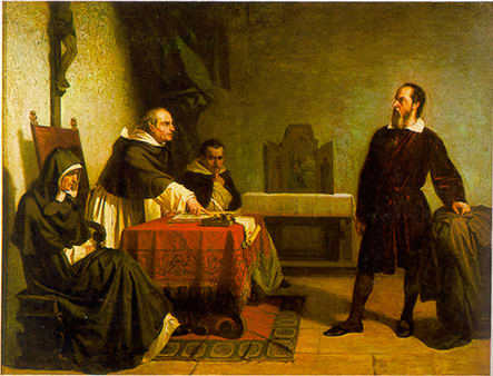 "Galileo frente a la Inquisición romana" pintura de Christiano Banti