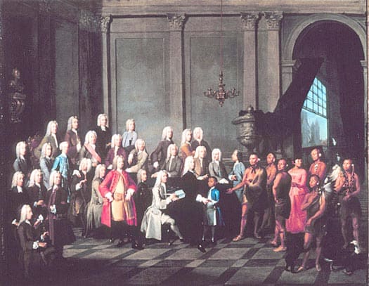 Winterthur Museum's painting "James Oglethorpe presenting the Yamacraw Indians to the Georgia Trustees"