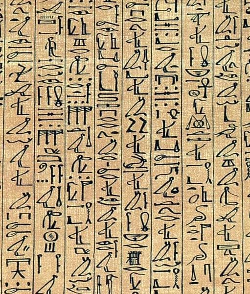 Formal writing in Egypt retained the use of pictorial symbols-hieroglyphs-for more than 3000 years. This example differs little in style from the earliest surviving inscriptions made in 3200 BC.