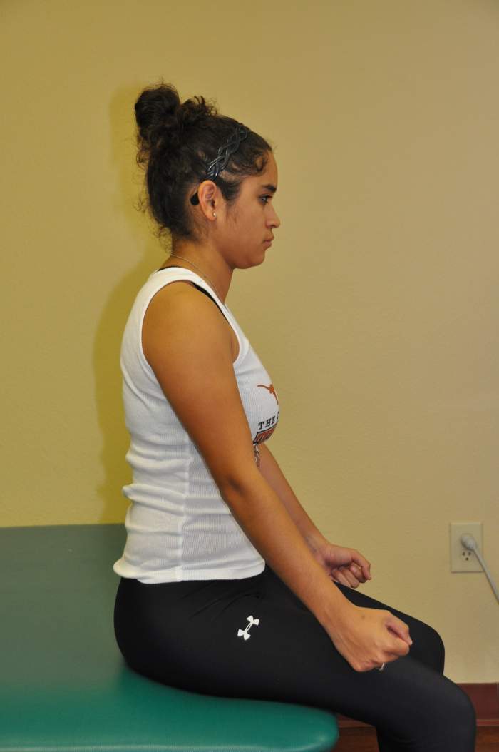 With your arms down by your sides, raise your hands about 20” in front of you, with your hands about shoulder width apart.