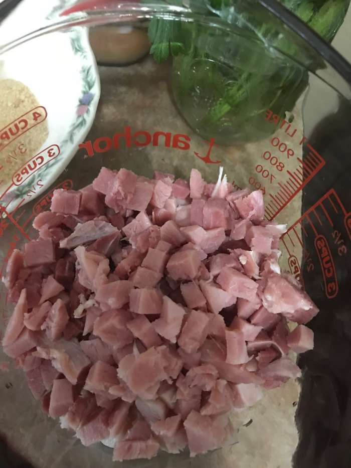 You can use purchased ham, or make this dish after a holiday when you have leftover ham to use up. Either way, 2-4 cups is perfect.