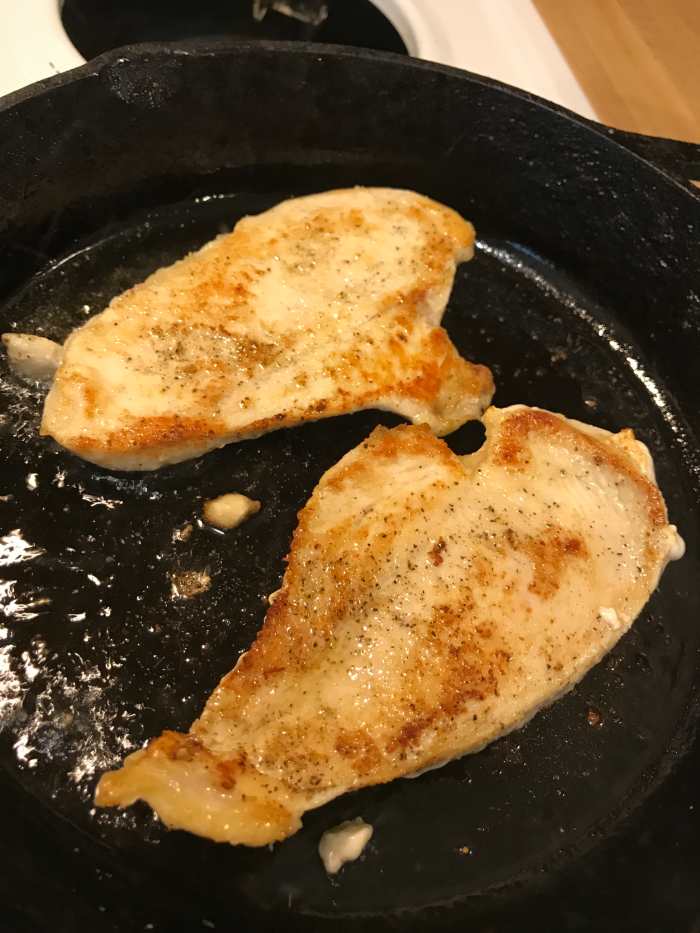The crust is key to the flavor - you want a nice golden brown. The brown bits left in the pan are the key to getting a fabulous sauce.