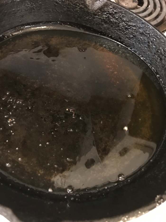 I love cast iron skillets, so I use it for making these pancakes. Heat the oil until it just barely shimmers when you tilt the pan.