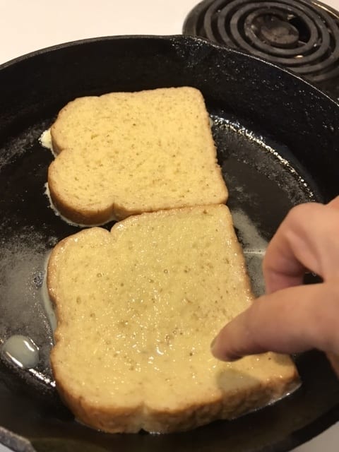 In order to fully cook the French Toast all the way through, keep the heat relatively low. I like just short of medium, to get a golden exterior and fluffy, tender interior, without burning the bread.