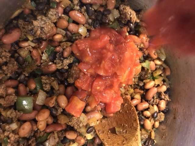 You can certainly use fresh tomatoes if you have them or they are in season - no problem! Or use 4 14-ounce cans of diced tomatoes. This brings flavor and liquid both, plus a pretty hefty nutritional punch.