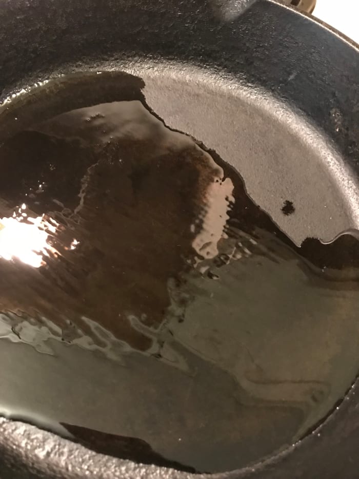 Heat the olive oil over medium high heat until it shimmers. Sometimes this is referred to as the oil 'smiling' which I rather like. Happy oil! But that happy oil will create a crispy snack that you'll adore.