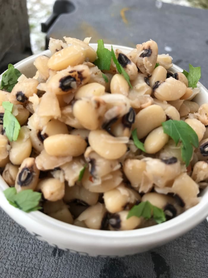 Black eyed peas are a traditional Southern comfort food. They are milder than many other types of beans, and they are easily done with just a few ingredients.