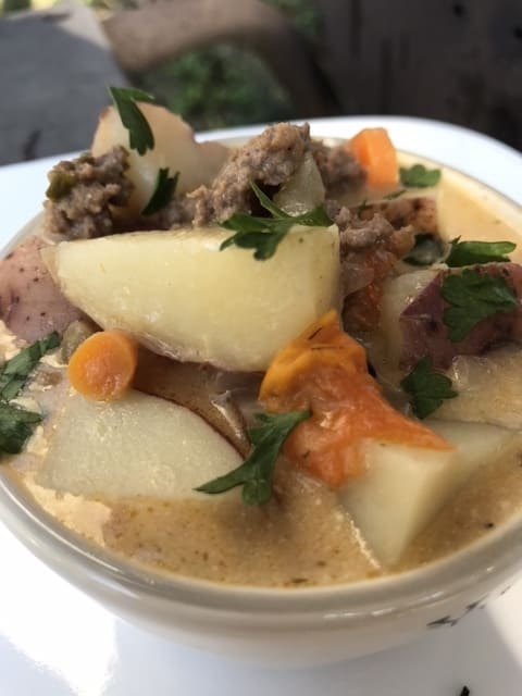 This is one seriously comforting bowl of soup. It's rich and hearty and perfect for cold winter nights when you need to warm up!