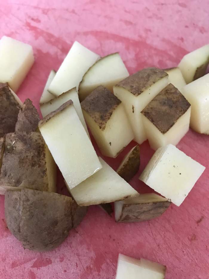 You can cut the potatoes any size you like, but the larger the pieces the longer they'll take to cook. Smaller pieces also provide more surface area - meaning a higher ratio of crispy golden outsides.