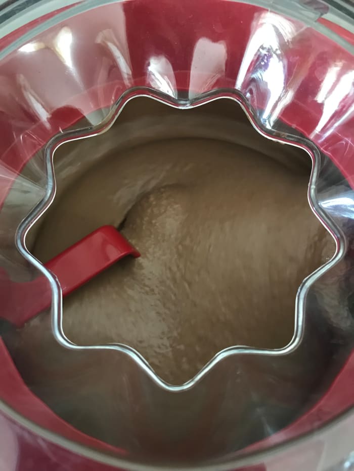 If you want to serve the ice cream as a soft serve, you can serve it immediately. Alternately, you can stash it in the freezer to harden off.