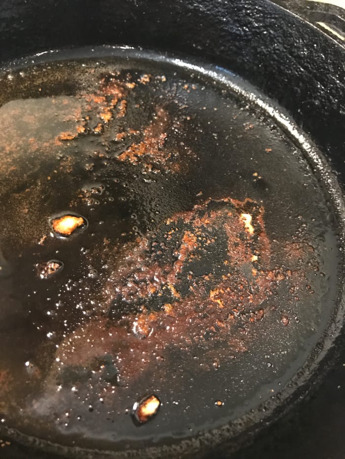 The little brown bits left in the skillet after searing a chicken breast or other protein is called fond, and is the foundation for scrumptious results.
