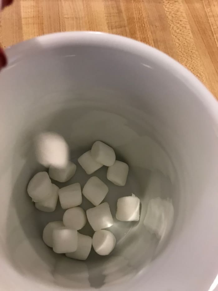 Use either large or mini marshmallows - whatever you like. And use however many makes you happy - a little, a lot, the whole cup, or none. Make it the way you like!