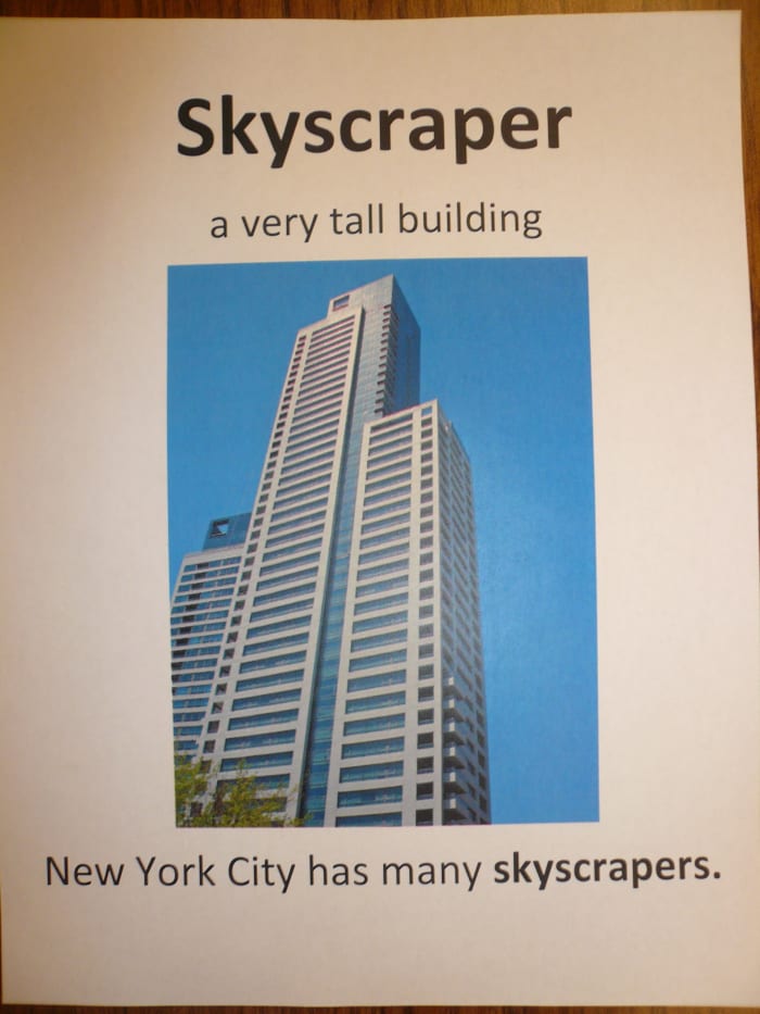 One of my word presentations for first grade students. I presented each word on a separate page using Microsoft Word.