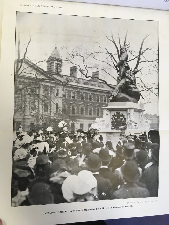 The unveiling of the Royal Marines Memorial or 'Graspan Memorial' in 1903 by the Prince of Wales, later George V