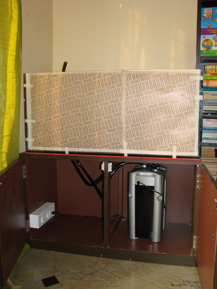 The new JBL e1500 filter and the new tank. I was replacing a 2 ft aquarium with a top filter with this new setup.