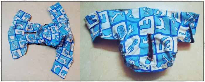 Perci's cloth diaper. It is new so buttons are not yet sewn because she still has to grow a little bigger. Velcro tape can also be used instead of buttons.