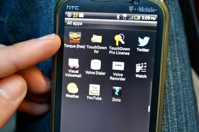 The Torque Pro App in my app list. Make sure to pair your phone to the adapter BEFORE opening Torque Pro. On my phone at least this did not happen automatically.