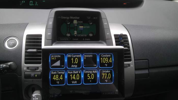 Instead of using a phone, you can install Torque on any Bluetooth-capable Android tablet and mount it to the dash. Mine is mounted using Velcro which holds the tablet just fine and can always be removed.