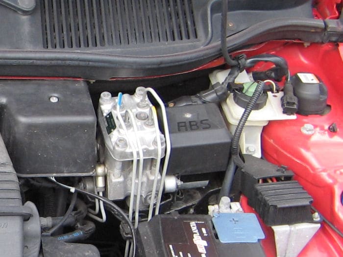 You can bleed your ABS system when purging air from the brake caliper and connecting line. To purge air from the master cylinder, consult your vehicle repair manual.