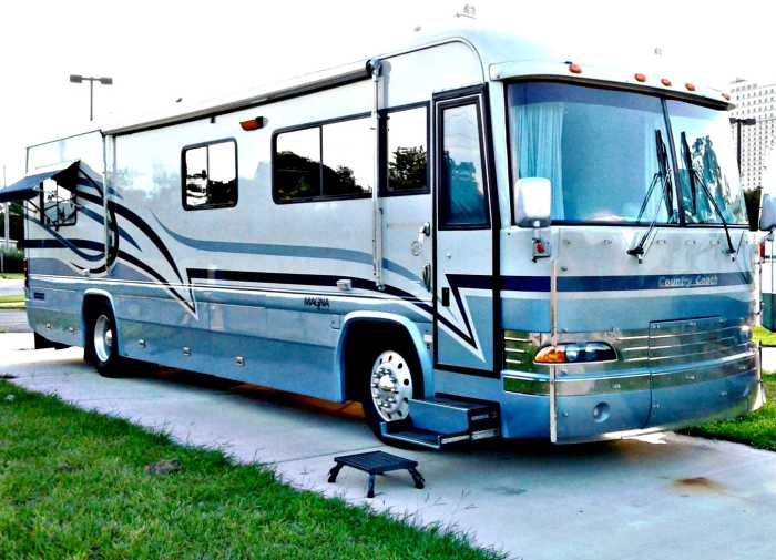 Front entry RVs are very attractive but not so practical as those with side entry doors.