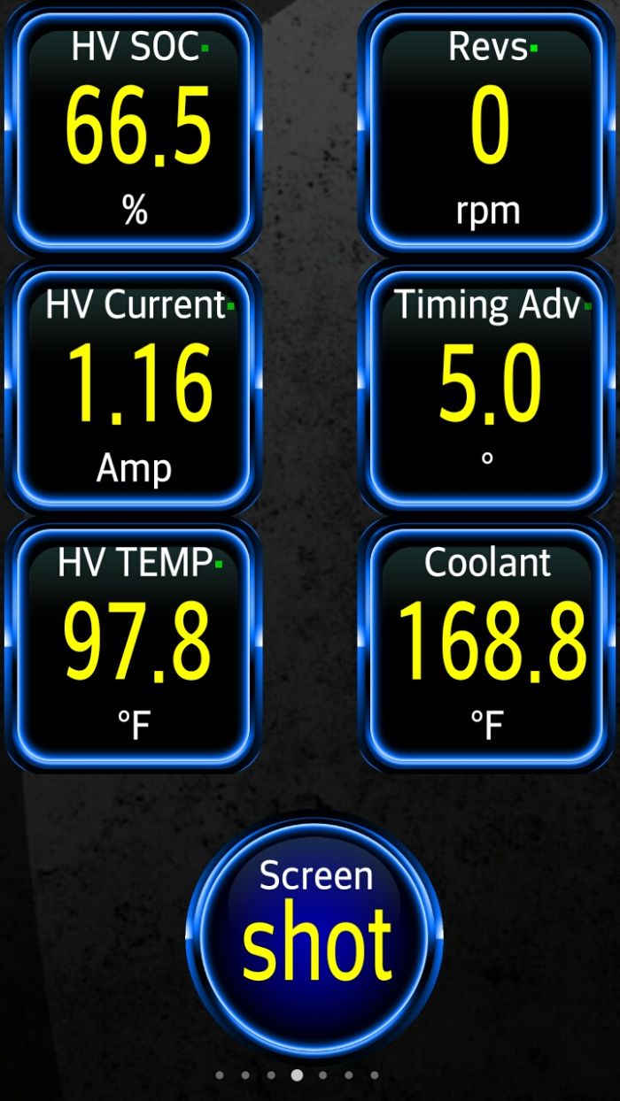 1.16 amps is my baseline reading for how much current is being pulled from the high voltage battery to power the car while the engine is stopped.