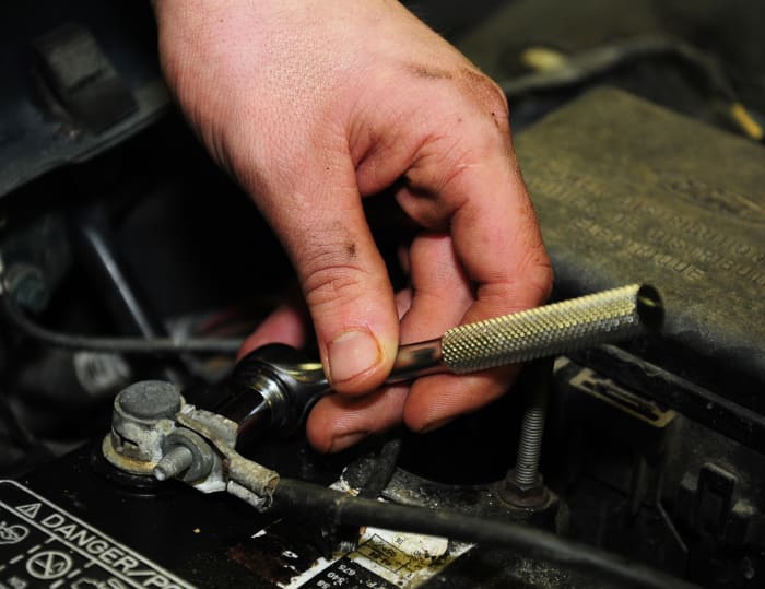 Check inside the battery terminals for corrosion.
