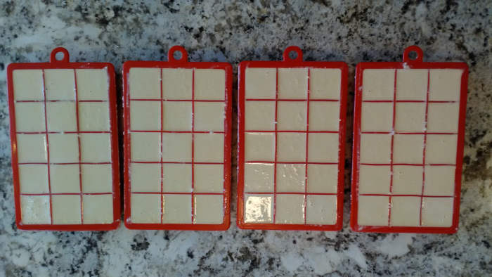 Filled ice trays.