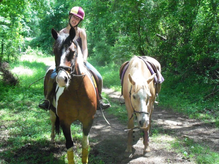 Buddy and Cory were trail buddies. I had gotten off to go check out a creepy old graveyard we stumbled upon in the woods!