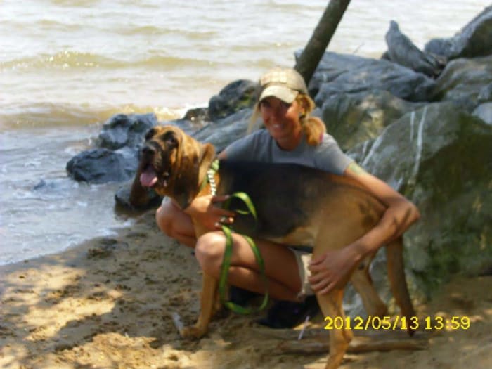 Isaac again. This is me trying to convince him the Chesapeake Bay would be fun to play in. never did get him to try it!