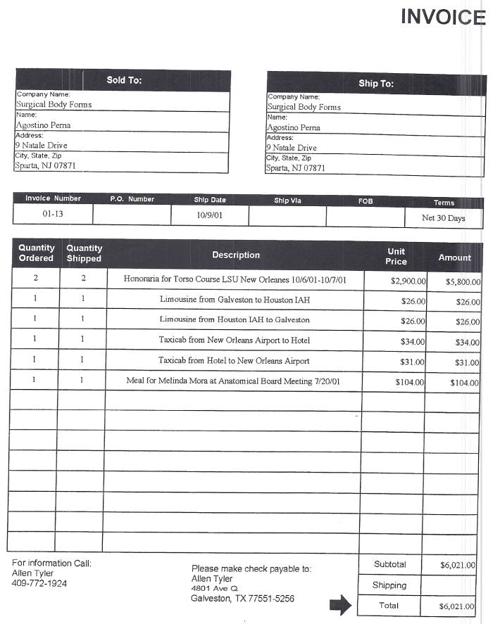 A sample Invoice