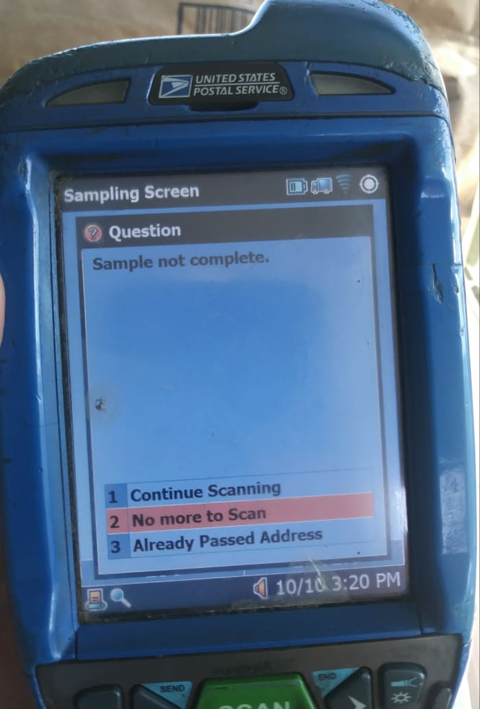 Already Passed Address (Option 3) is for those late blooming requests that pop up after you have made delivery. DO NOT go back to sample these. Hit option 3 and move on.