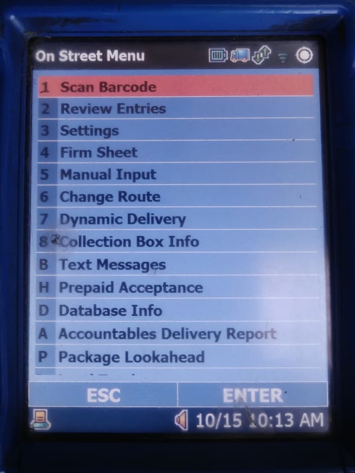A glance at the MDD menu, accessed by hitting ESC in the upper left hand corner of the device.