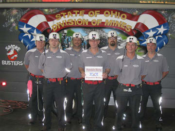 Today, Ohio miners participate In safety competitions. Here is the mine rescue team from Hopedale Mining in Harrison County, Ohio.