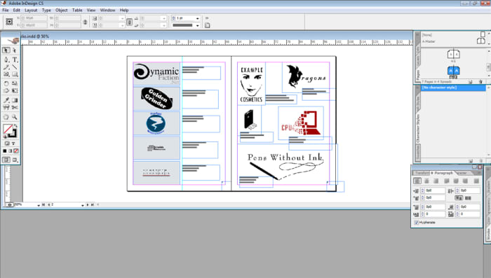 This is an example of what your portfolio will look like in page making programs. This one is Adobe InDesign and I'm showing two examples of how you could layout your page.