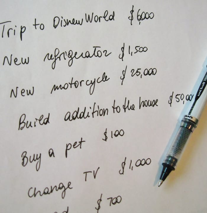 Make a clear list of all your financial goals/dreams, and all the things you would like to buy, with specific amounts needed for each thing.