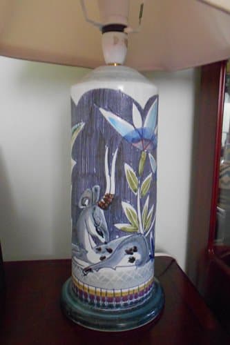 This beautiful Tilgman's Art Pottery lamp base is very 'Art Deco' with its Deer motif. I love it!